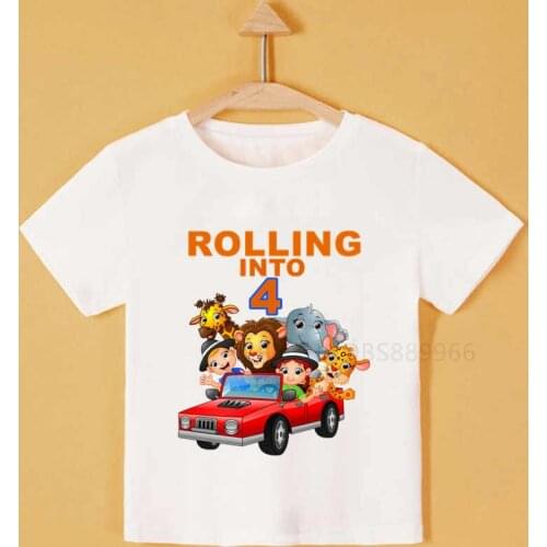 Boys Animal Party 24m-8t Birthday Number Print T Shirt Children Birthday Boy Animals Party T-shirts Boy&Girl Gift Tshirt Present