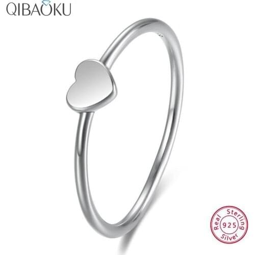 Dainty Ring 925 Sterling Silver Rings Women Fine Jewerly Simple Love Heart Ring for Women Fashion Wedding Rings