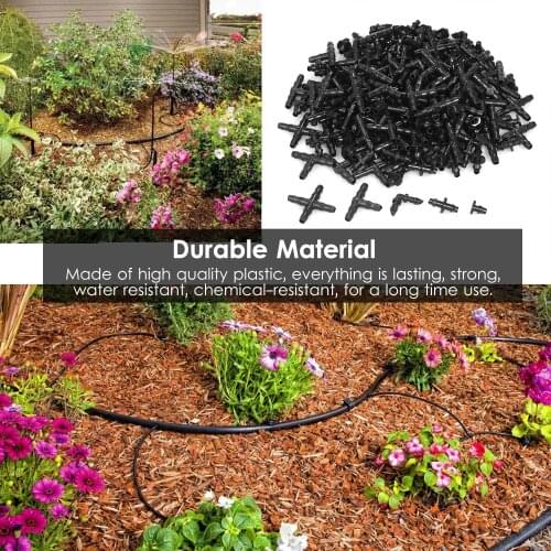 KKmoon 250pcs Irrigation Fitting Kit Drip Irrigation Barbed Connectors Compatible with 1/4 Inch Water Hose Connectors for Garden