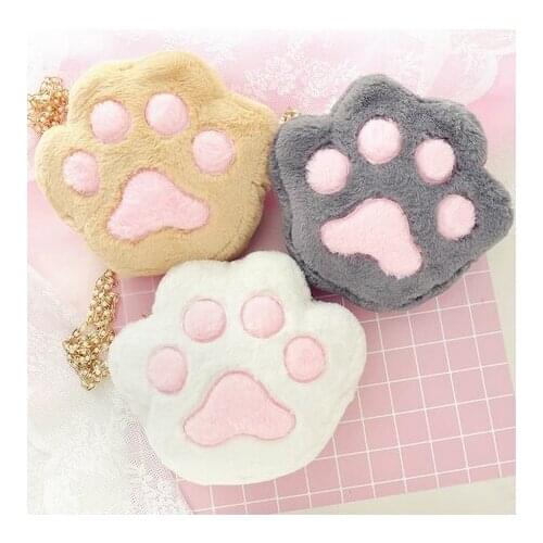 Korean Cute Plush Cat Paw Messenger Bags Harajuku Soft Girl kawaii Anime Cosplay Chain Shoulder Bags Lolita Cartoon Cat bags