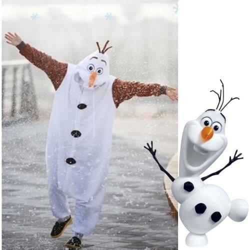 Anime Olaf snowman Costume Flannel Soft Warm Jumpsuit Pajamas Cosplay White jumpsuit Adult kids Onesie Pyjamas Party Dress