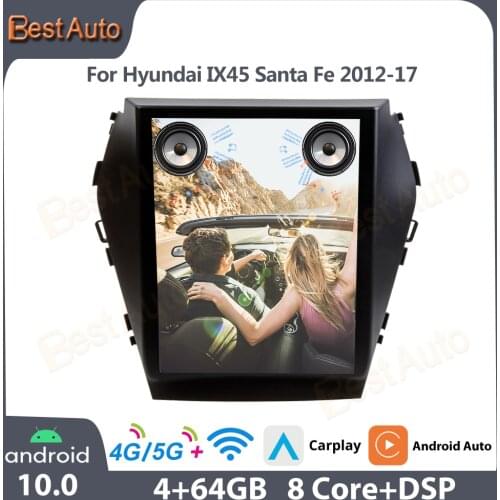 Best Auto Android 10.0 Vertical Screen Car Radio 9" Inch GPS Navigation Stereo Receiver Ror Hyundai IX45 Santa Fa 2012-2017