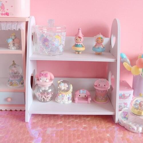 Cute Assembly desktop organizers Storage Box Bathroom Wood-Plastic Shelf Cable Storage makeup holder Doll house Accessories