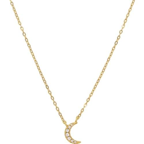 2018 minimal minimalist cute moon Necklace silver 925 sterling silver lovely girl gift balf moon pendant chain silver jewelry