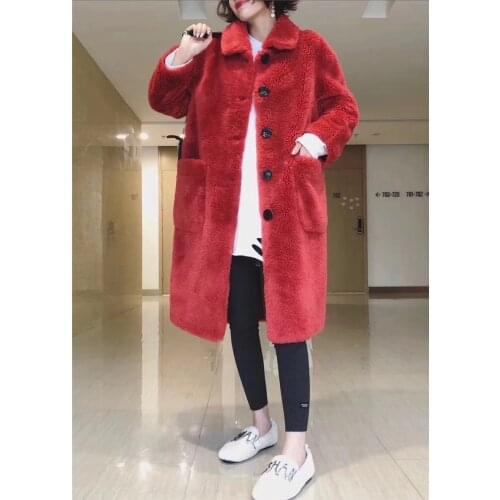 Fashion High Quality 100% Real Wool Fur Coat Autumn Winter 2021 Long Warm Female Jacket Womens Coats Ropa Para Mujer Zjt1913