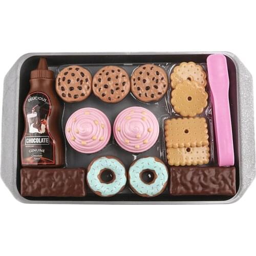 16pcs Plastic Simulation Cookies Dessert Playset for Girls Tea Party Pretend Play Kids Role Play Toys