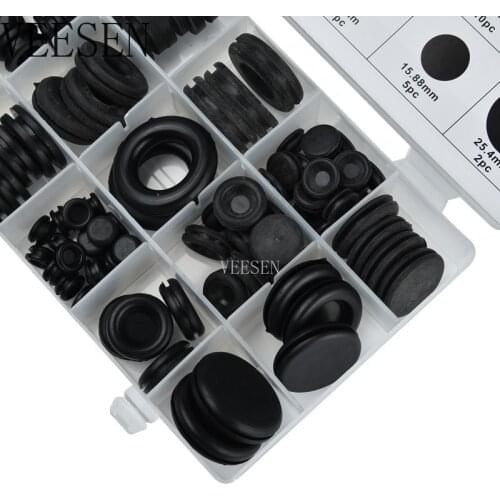 125 Pieces Rubber Grommet Assortment Kit Electrical Conductor Gasket Ring Set for Wire Plug and Cable