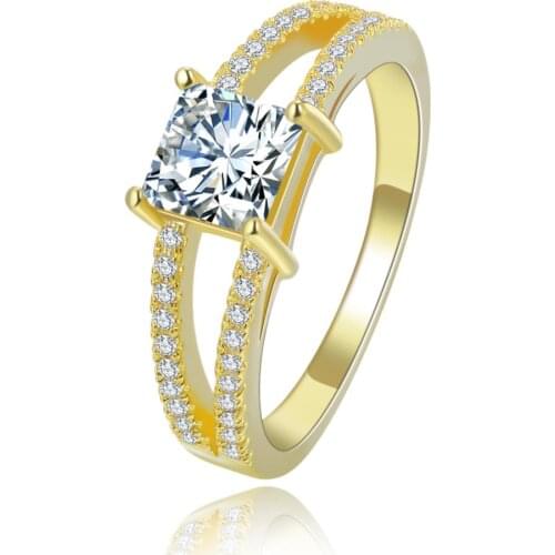 2017 new women Gold Color wedding ring lady jewelry zircon wedding Silver Color ring micro paved white cz zircon finger ring