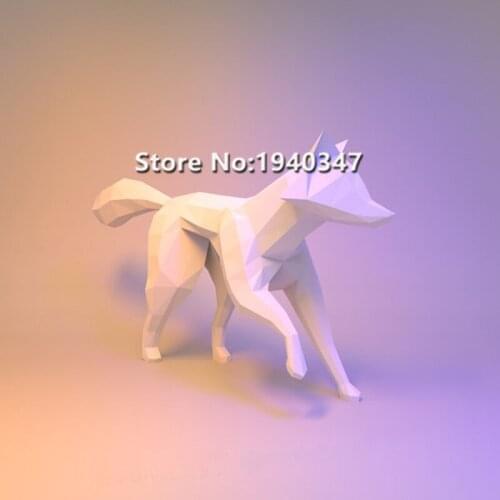 DIY Poly Fox Paper Model Puzzles Toy for Home Restaurant Stores Bars Waterproof Educational Paper Folding Model Home Decoration