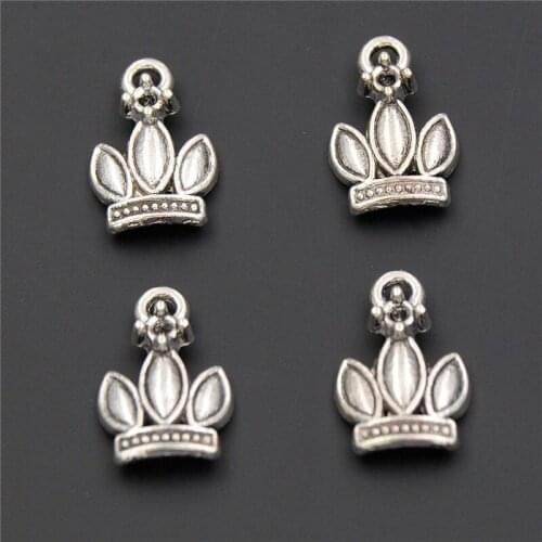 50PCS New Various Design Silver Color Crown Charms Pendant Jewelry For Men Necklace DIY A2304