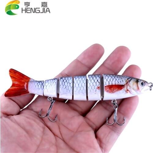 HENGJIA 1PC 21.5g 6 Jointed Sections Fishing Lure minnow Fishing wobble Lifelike swim bait isca Artificial Crank Fishing tackle