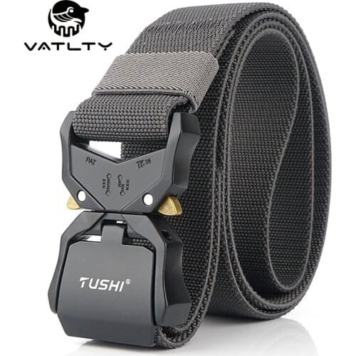 VATLTY Elastic Tactical Belts For Men Aluminum Alloy Quick Release Buckle Outdoor Work Belt Strong Nylon Genuine Stretch Belt