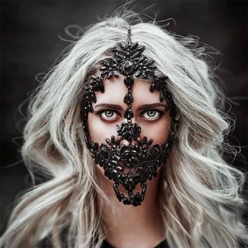 Luxury exaggerated rhinestone mask sexy romantic full face mask jewelry Halloween ball exquisite crystal mask decoration