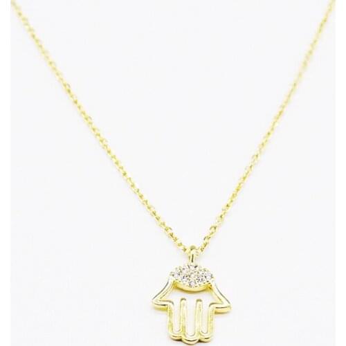 Seanlov Golden-Plated Buddhas-hand Pendant Necklace For Women Fine Jewelry
