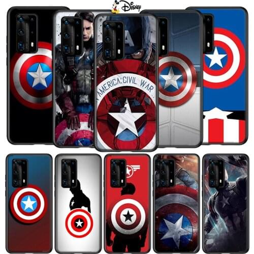 Silicone Cover Captain America Hero For Huawei P40 P30 P20 P10 P9 P8 Pro Lite E Plus mini Pro 5G 2017 2019 Phone Case