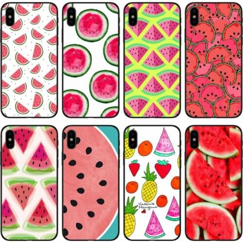 Pretty Fruit Watermelon Cover Soft Silicone black Phone Case For iPhone 6 6plus 7 8plus 5 5S 5C SE For iPhone X XS XR XS Max