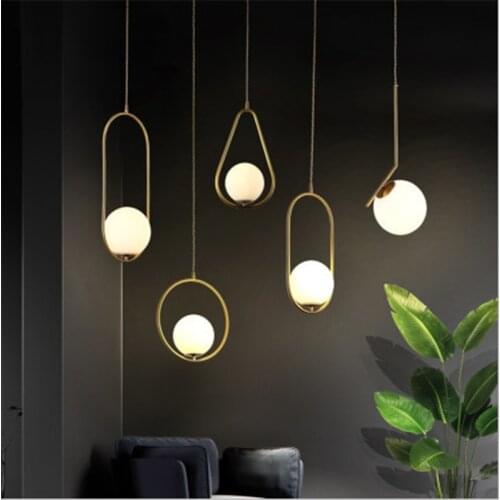 Nordic pendant lights Led Single Head Personality Glass Ball Restaurant Table Bar Lamp living room decoration