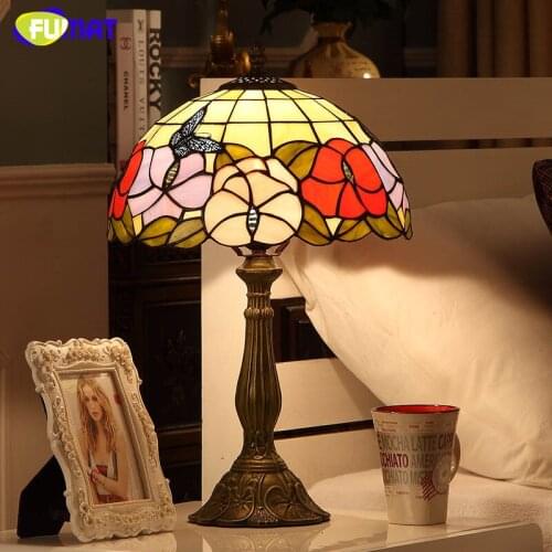 FUMAT Modern Garden Flower Shade Table Lamp Lights For Living Room Bed Room Bedside Table Lights Creative Dimmer LED Table Lamps
