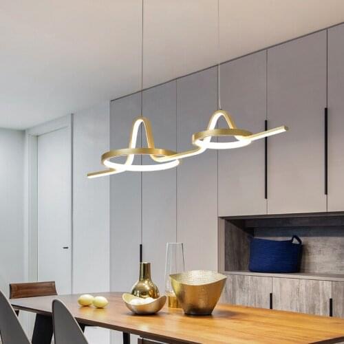Modern Led Pendant Lamp For Room Black White Gold Lustre Metal Hanging Light For Dining Living Room Kitchen Indoor Fixture Deco