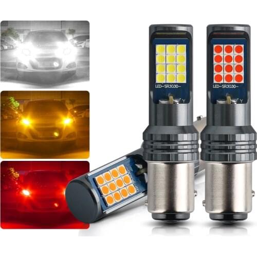 2X 1156 BA15S Led Bulb 1157 BAY15D P21W 24SMD 3030 Turn Signal Light Auto Backup light Brake Tail Lamp CanBus No Error White 12V
