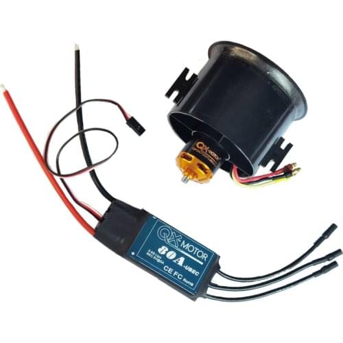 QX-Motor 70mm Electronic Ducted Fan 12 Blades EDF With 2827 KV2600/kv1800 Brushless Motor and 80A esc For RC Drone Model Parts
