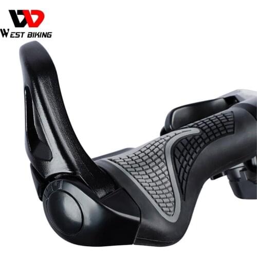WEST BIKING Bike Grips Rubber Cover Non-slip MTB Bike Handlebar Grip Aluminum Alloy Bicycle Accessories Cycling Handle Bar Grips