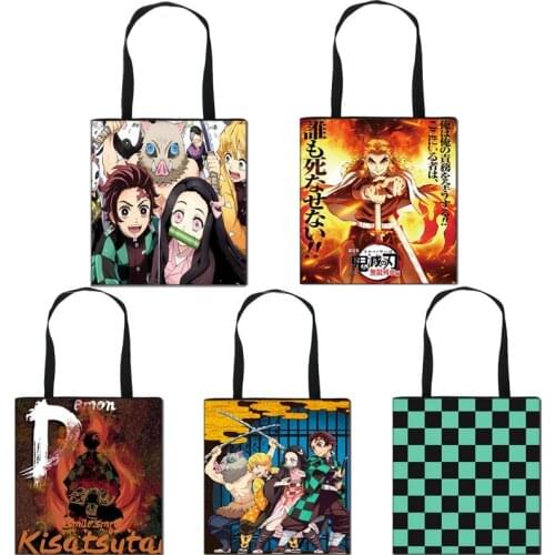 Japan Anime Toilet-Bound Hanako-kun Demon Slayer: Kimetsu no Yaiba Cosplay Canvas Travel Shopper Bags Women Shoulder Bag Handbag