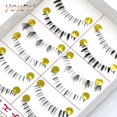 YOKPN 10 Different Styles Transparent Lower Eyelashes Crisscross Natural Fake Eyelashes Performance Makeup Lower False Eyelashes