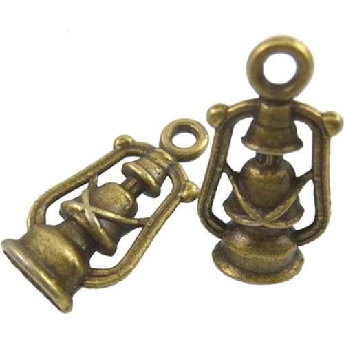 11784 High Quality 10 Pieces/Lot Antique Bronze Plated Jewelry Handmade Vintage Oil Lamp Charms