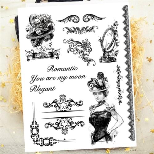 14x18CM Butterfly Ladies Transparent Seal Clear Stamps Silicone Seal Roller Stamps DIY Scrapbook Album / Card Production
