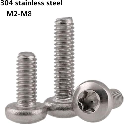 304 Stainless Steel Button Head Torx Screws Six-Lobe Head Bolts Round Security Anti Theft Screw M2 M2.5 M3 M4 M5 M6 M8