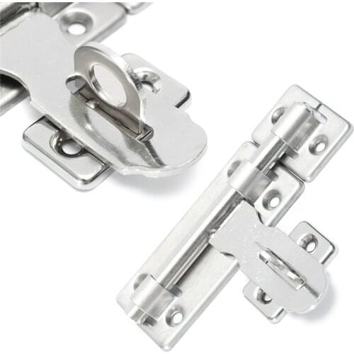 4 Inch Hardware Door Lock Barrel Bolt Stainless Steel Latch Padlock Clasp Set Brushed Stainless Steel