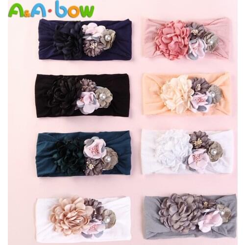 8pcs/lots Flower Baby Headband Elastic Nylon Turban Headband Baby Girls Head Wrap for Children Gifts Hair Accessories