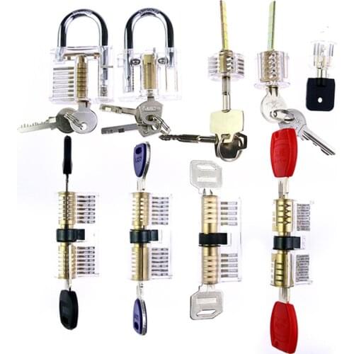 9pcs/set Transparent Lock Combination Cutaway Practice Locks For Locksmith Training Super Lock Pick Tool Set