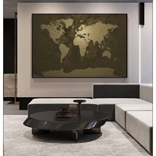 Abstract World Map Canvas Painting Wall Art Posters and Prints Wall Pictures for Living Room Office Home Cuadros Modern Decor
