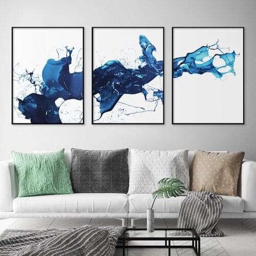 Splashed Water Still Abstract Canvas Poster Nordic Minimalist Wall Art Print Painting Modern Living Room Decoration Picture