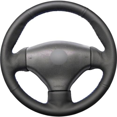 Hand-stitched Black PU Artificial Leather Car Steering Wheel Covers for Peugeot 206 1998-2005 206 SW 2003-2005 206 Accessories