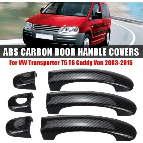 Car Front ABS Carbon 3 / 4 Door Handle Covers Handles For VW Transporter T5 2003 - 2015 T6 2016 Caddy for Vans Multivan Sticker