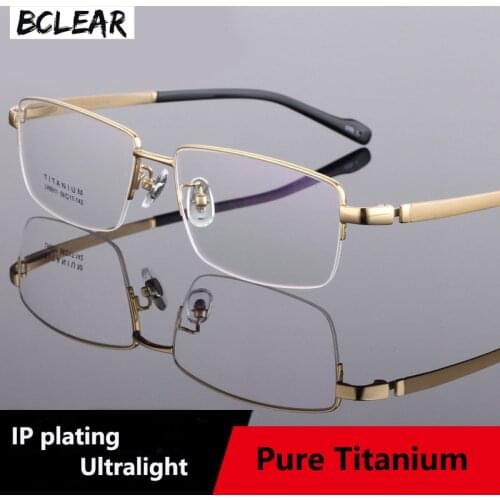 BCLEAR Optical Eyeglasses Ultem Flexible Super Light Weight Prescription Optical Eye Glasses Frame Big Face Businessmen Titanium