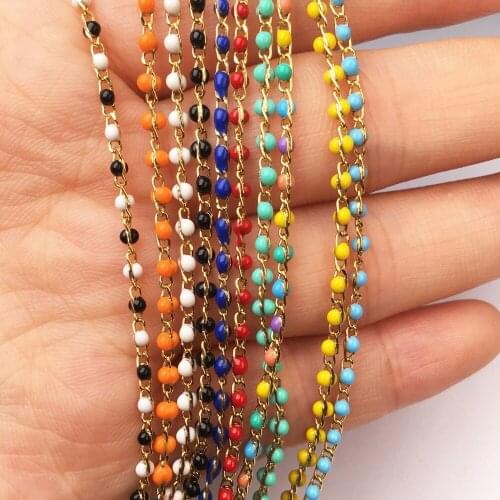 1 Meter Handmade Gold Wire Copper Chain stone Beads Chains for Jewelry Making DIY Necklace Bracelet Anklet Accessories