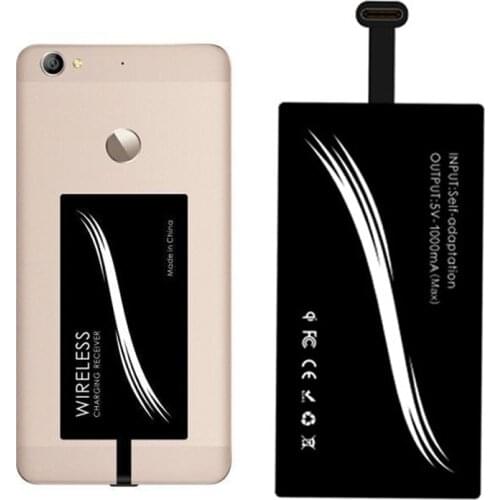 Black Qi Wireless Charging Receiver For IPhone 7 6s Plus 5s Micro USB Type C Universal Fast Wireless Charger For Samsung Huawei