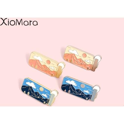 Blue sky cloud mountain peak tree Enamel Pins Fashion Cartoon Lapel Badges Wholesale Pins Brooches Jewelry Gifts for friends