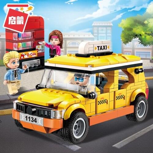 Toy Building Blocks Boys City Car Taxi Children yi sdip Puzzle boy toys building blocks educational girl toys bricks Model