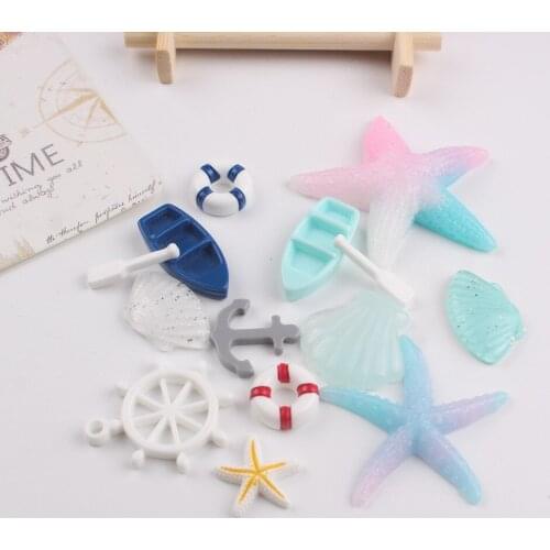 14pcs/set kawai resin cabochons boat fishstar anchor