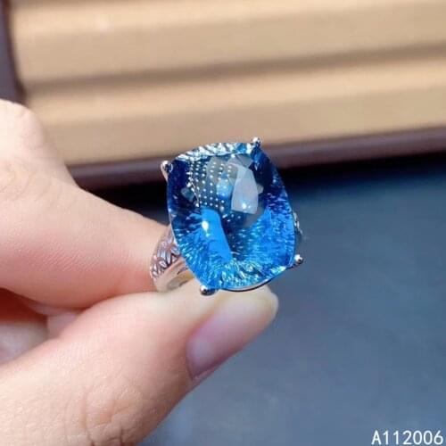 KJJEAXCMY fine jewelry 925 sterling silver inlaid natural blue topaz ring delicate new men ring classic support test