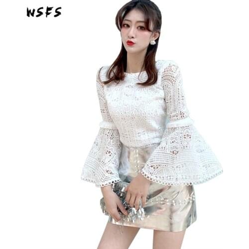 2 Pieces Set Spring Dresses White Lace Tops Bandage Bodycon Club Women Dress Elegant Sexy Party Silver Mini Pu Skirt Clothes