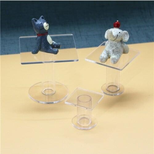 Round Square Acrylic Retail Display Stands in 3 Sizes For Jewelry Cosmetics Collectibles Show Case Clear