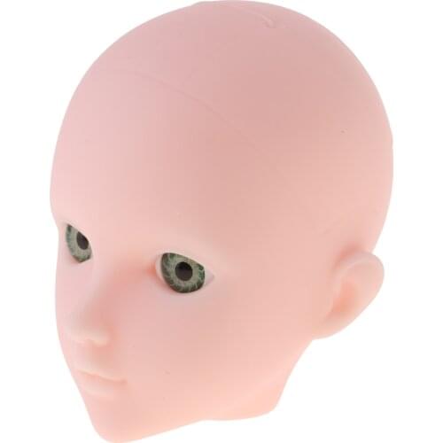 OOAK Girl Doll Jointed Blank Head Carving Sculpt with Green Eyes for 1/6 BJD Doll, MSD Accessory