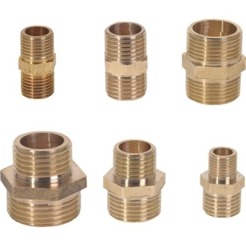 Brass Pipe Hex Nipple Fitting Quick Connector Adapter 1/8" 1/4" 3/8" 1/2" 3/4" Pipe fittings