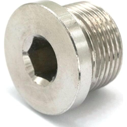 M22x1.5mm Male SS304 Stainless Steel Countersunk End Plug With Flange Internal Hex Head Socket Pipe Fitting
